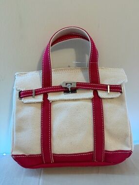 Unbranded Cream Canvas Tote with Pink Trim